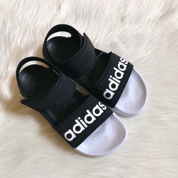 Adidas Adilette Black And White Sandals - Picture 3 of 8